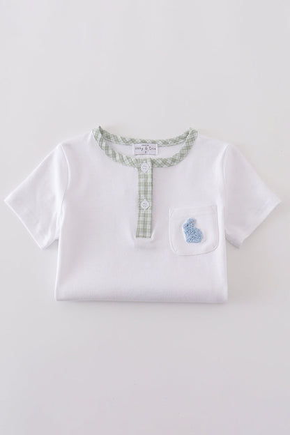 Premium White bunny embroidery set - Cloudling Kids Clothing