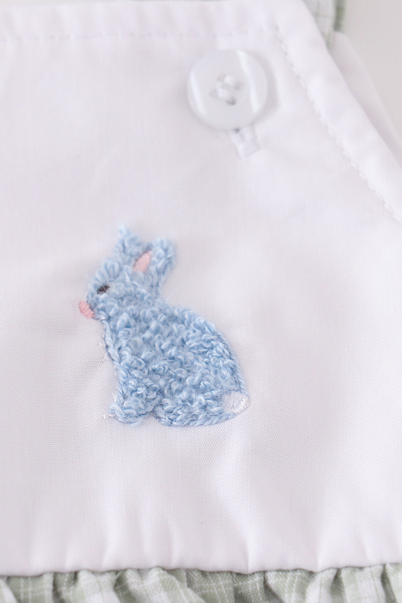 Premium White bunny embroidery bubble - Cloudling Kids Clothing