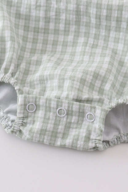 Premium White bunny embroidery bubble - Cloudling Kids Clothing