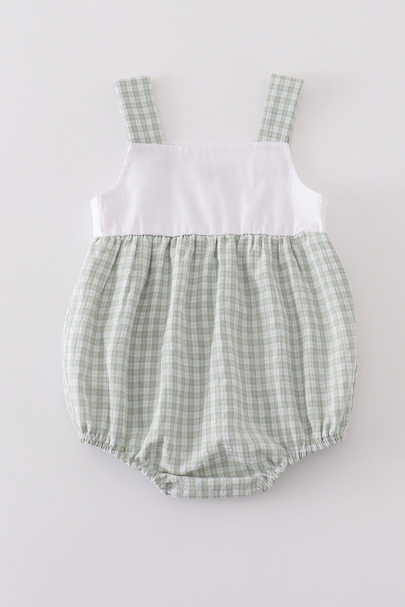Premium White bunny embroidery bubble - Cloudling Kids Clothing