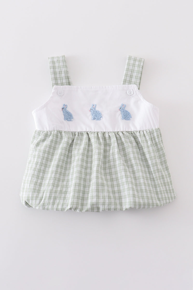 Premium White bunny embroidery bubble - Cloudling Kids Clothing