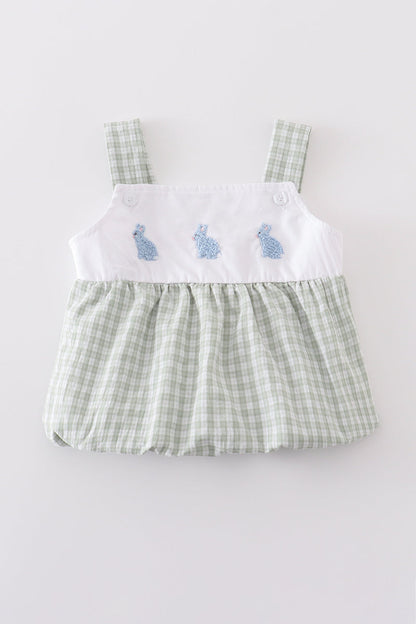 Premium White bunny embroidery bubble - Cloudling Kids Clothing