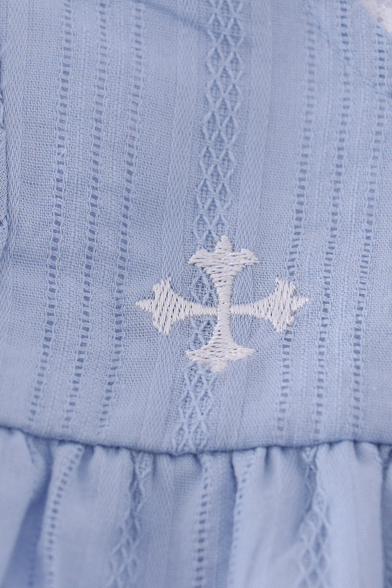 Premium Blue cross embroidery bubble - Cloudling Kids Clothing