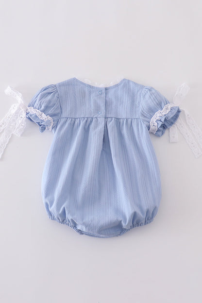 Premium Blue cross embroidery bubble - Cloudling Kids Clothing