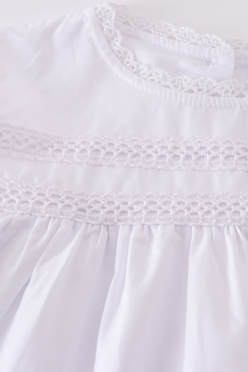 Premium white floral embroidery ruffle dress - Cloudling Kids Clothing