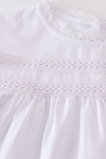 Premium white floral embroidery ruffle dress - Cloudling Kids Clothing