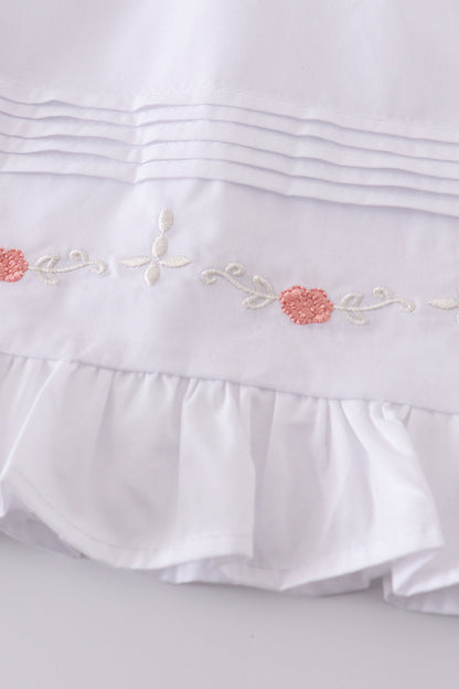Premium white floral embroidery ruffle dress - Cloudling Kids Clothing
