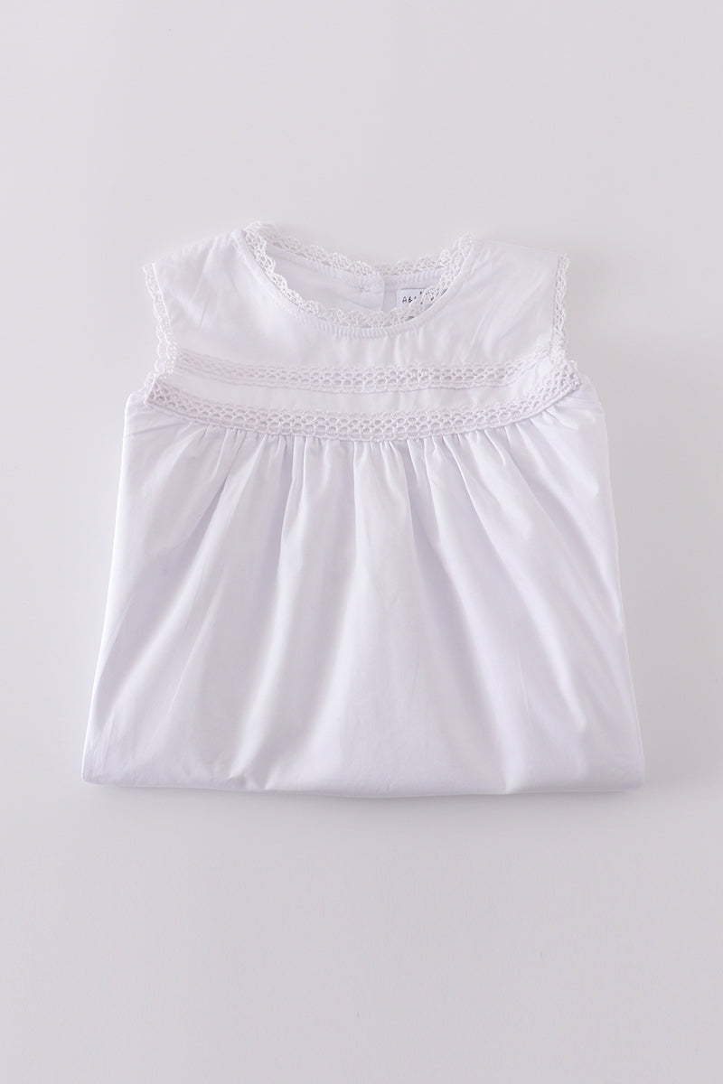 Premium white floral embroidery ruffle dress - Cloudling Kids Clothing