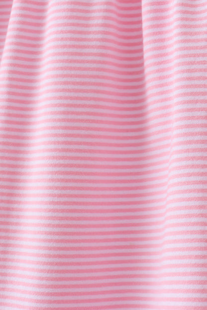 Pink apple embroidery stripe dress