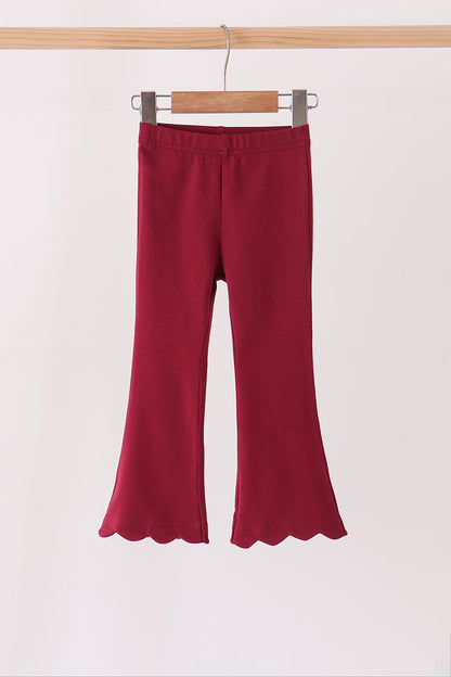 Maroon scalloped bell pants