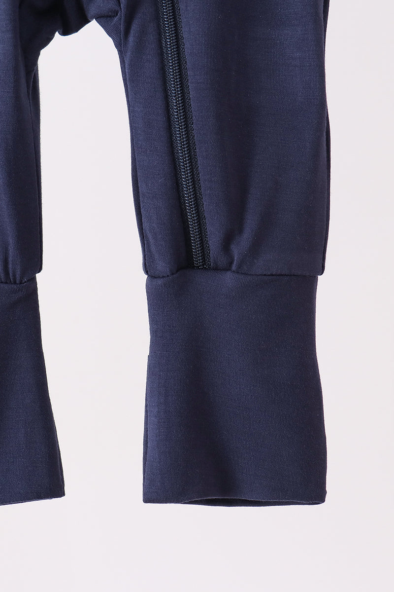 Navy zipper bamboo romper