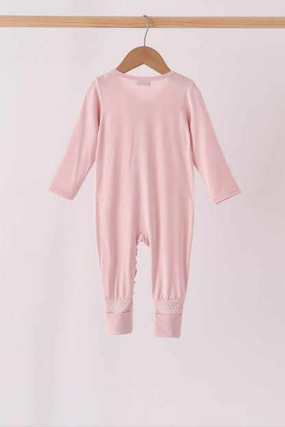 Pink ruffle zipper bamboo anti-slip romper – view 6