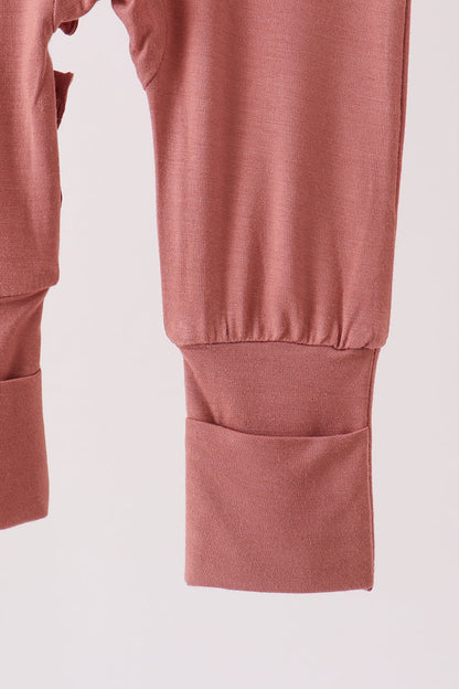 Dusty rose ruffle zipper bamboo romper – view 4