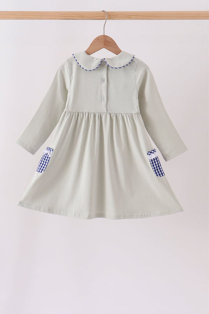 Sage turkey embroidery dress