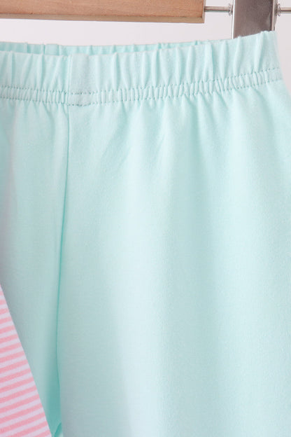 Pink turkey embroidery stripe pants set