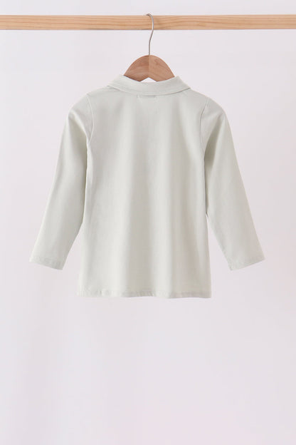 Sage turkey embroidery shirt