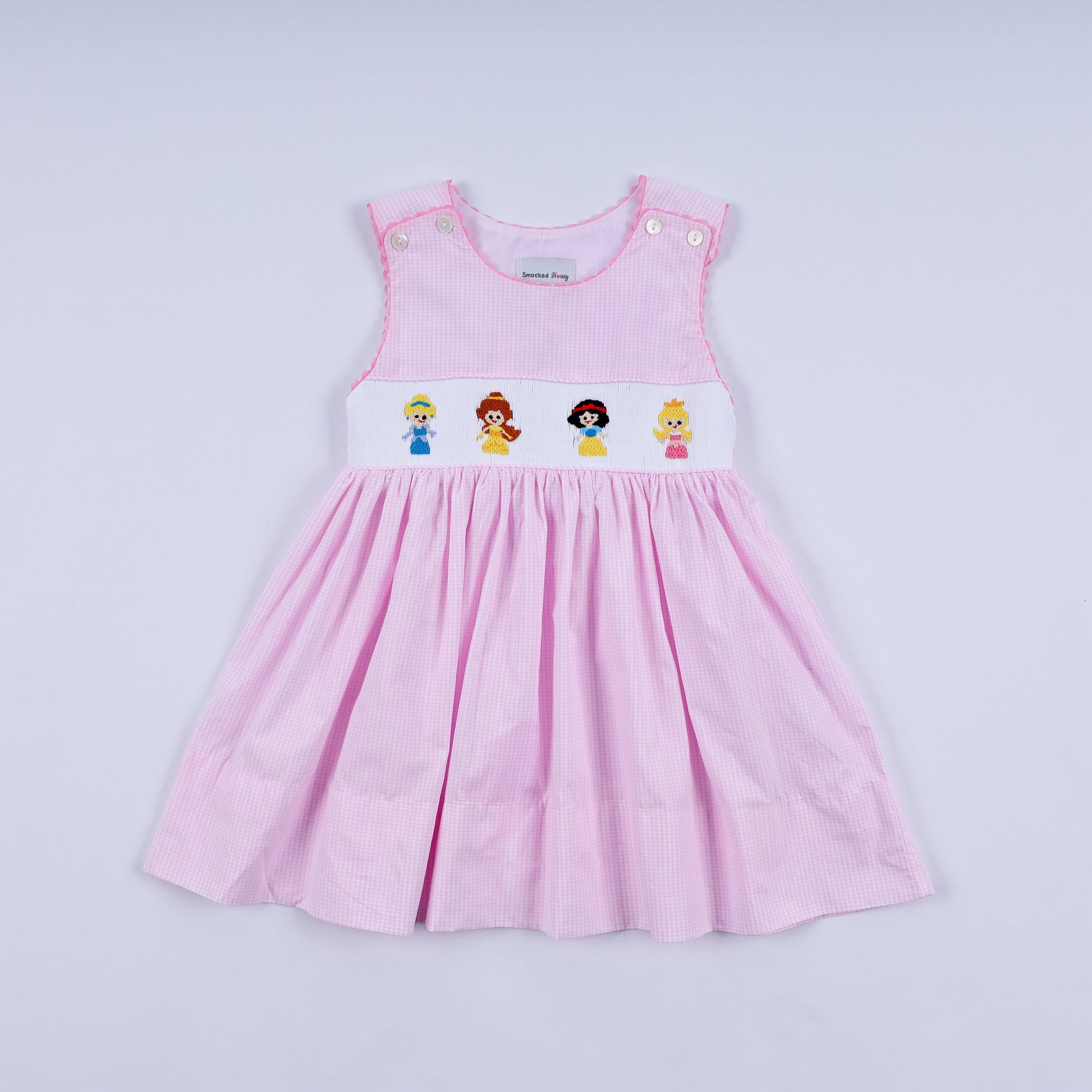 Pink princess hand smocked plaid dress Cloudling Kids Clothing Pink princess hand smocked plaid dress Cloudling Kids Clothing