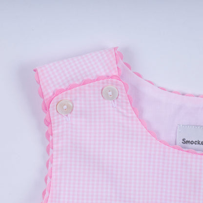 Pink princess hand smocked plaid dress