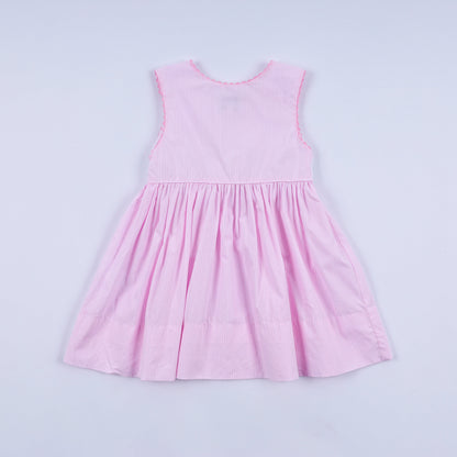 Pink princess hand smocked plaid dress