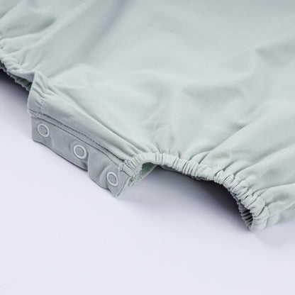 Sage cow hand smocked bubble