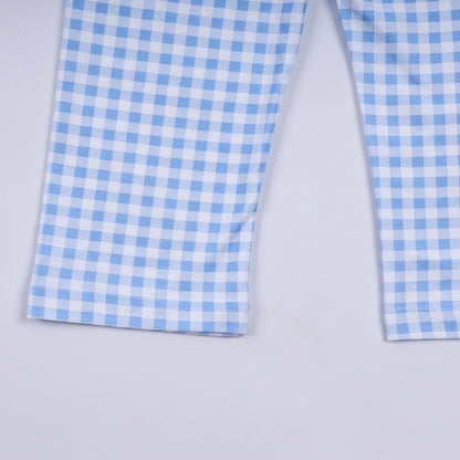 Sage cow hand smocked gingham pants set