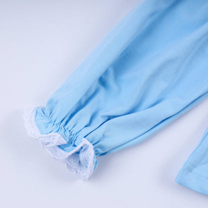 Blue nativity hand smocked bloomer set