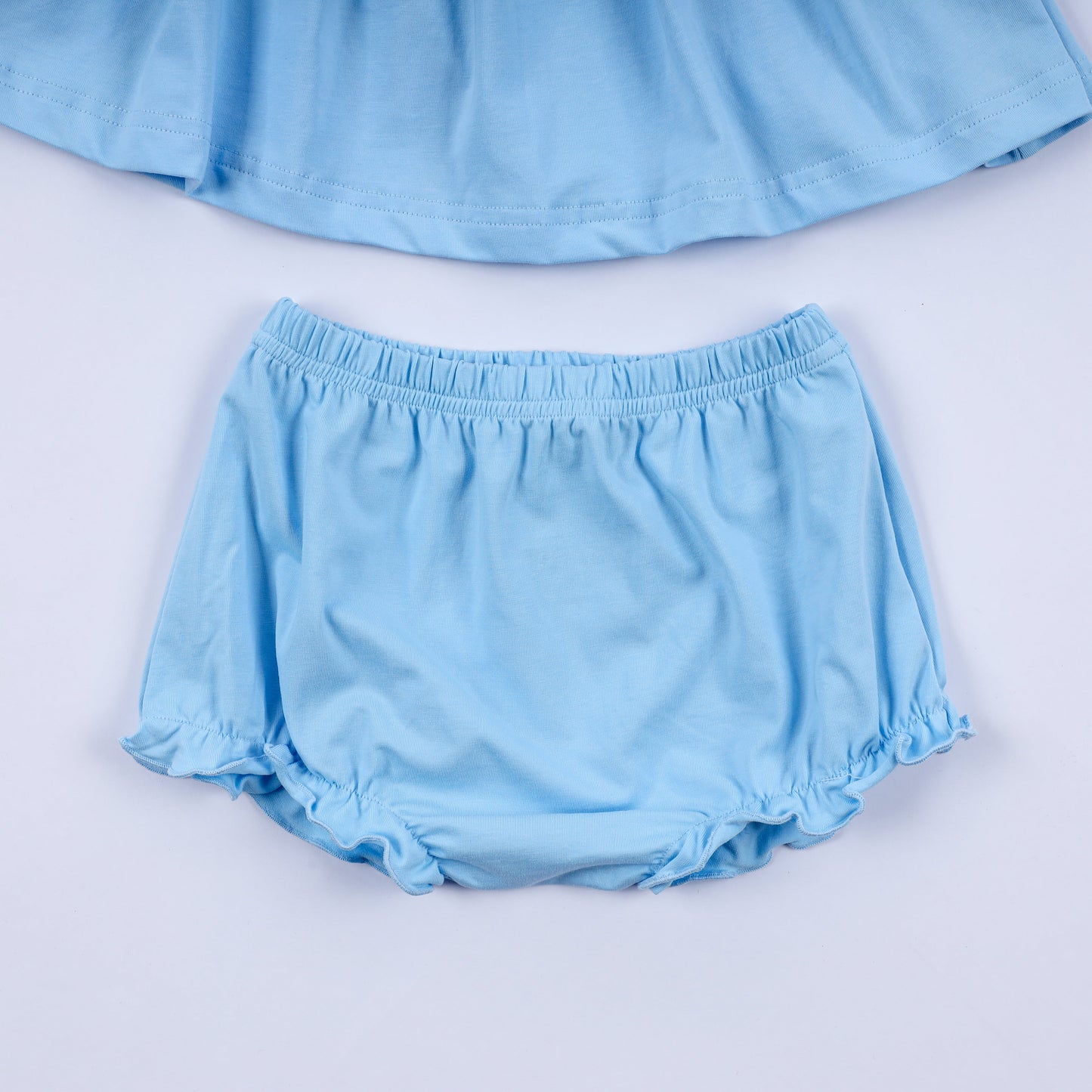 Blue nativity hand smocked bloomer set