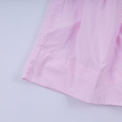 Red character hand smocked plaid ruffle dress