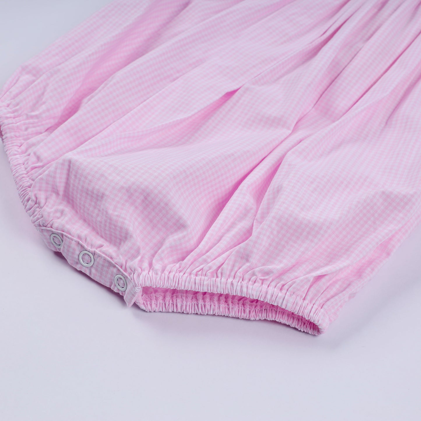 Red character hand smocked plaid ruffle bubble