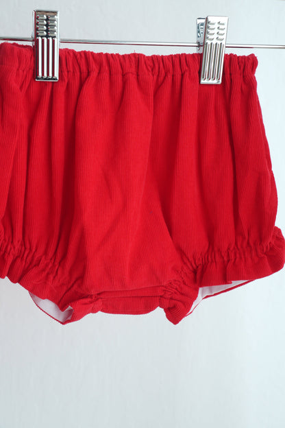 Red christmas tree hand smocked bloomer set