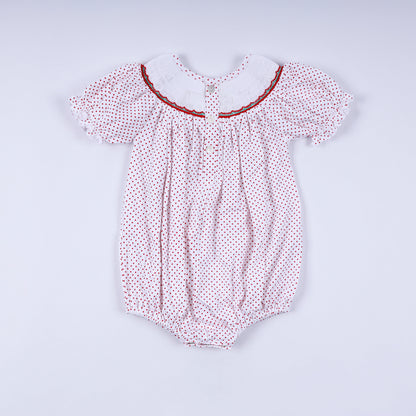 Red gingerbread hand smocked bubble