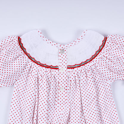 Red gingerbread hand smocked bubble