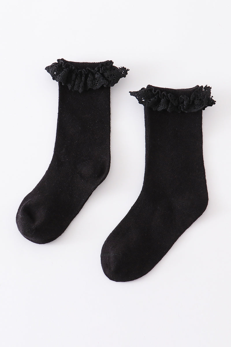 Black Knit lace girls socks - Cloudling Kids Clothing