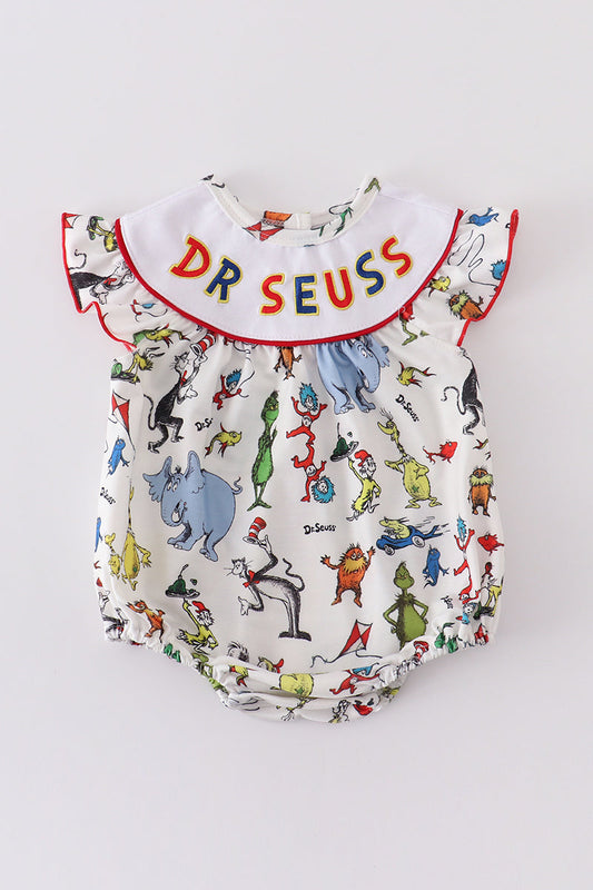 Dr.Seuss embroidery girl bubble - Cloudling Kids Clothing