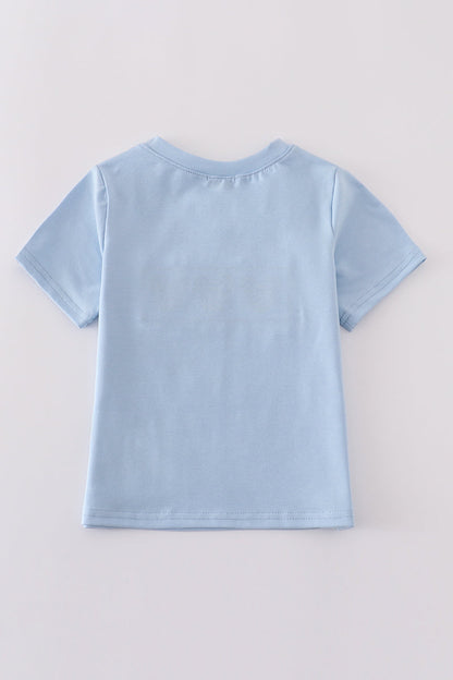 Blue character french knot top - Cloudling Kids Clothing