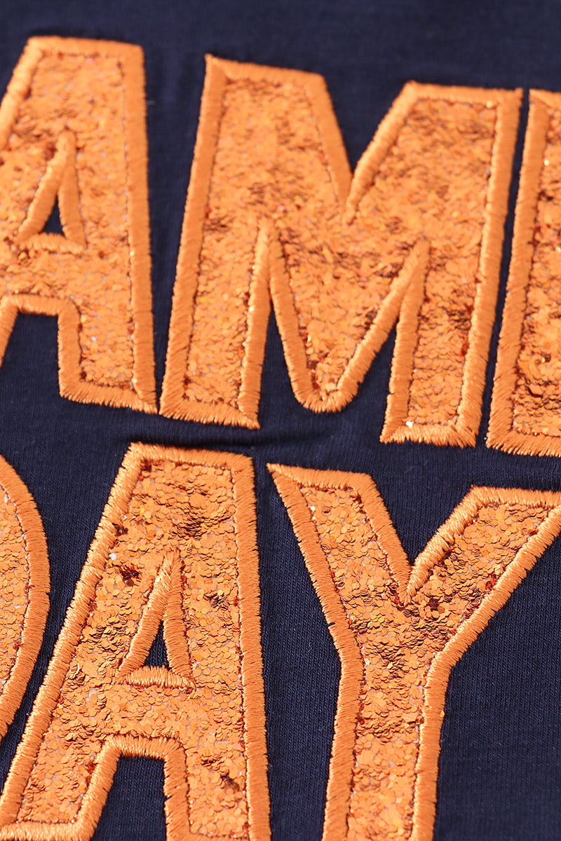 Navy AU glitter applique skort set