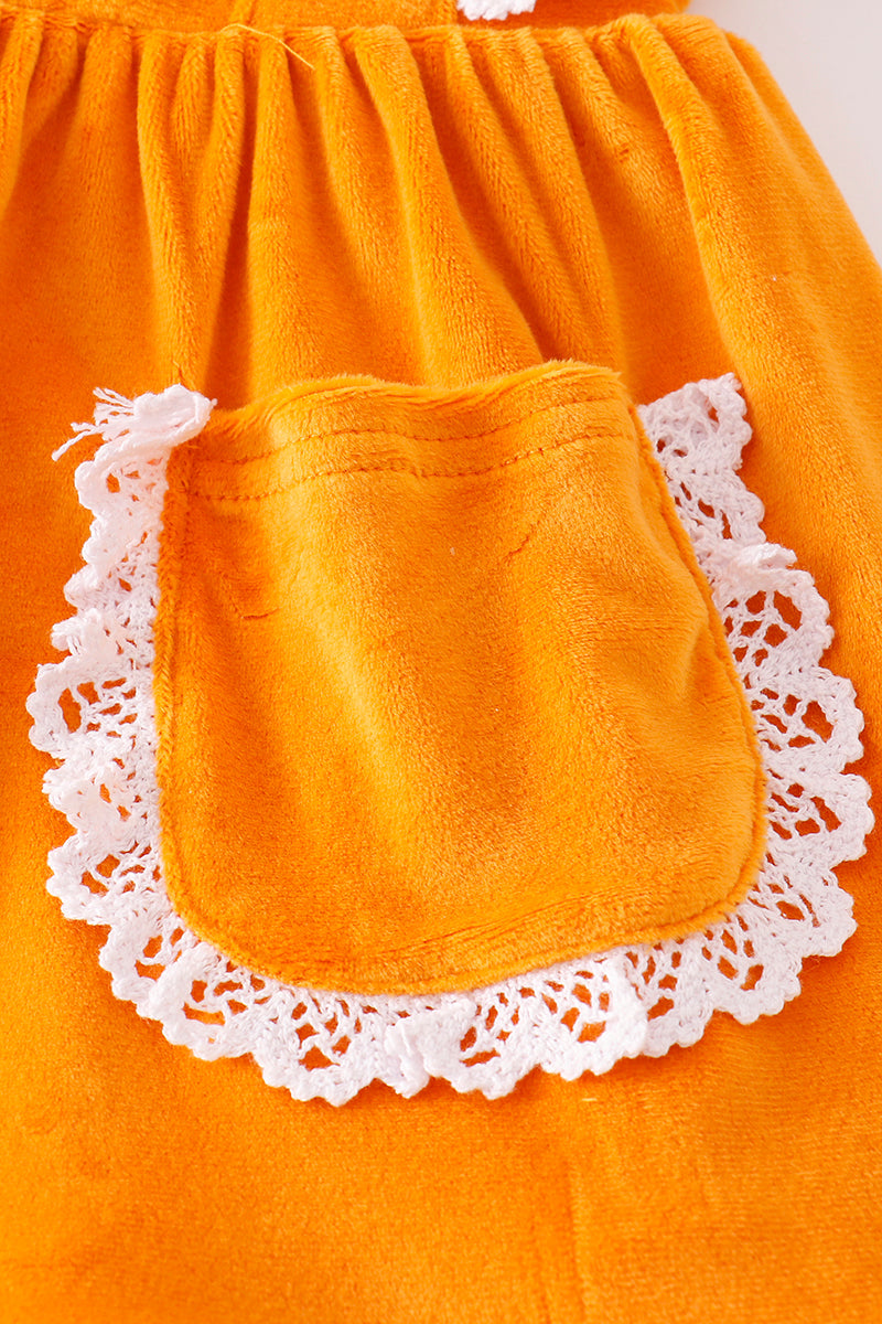Honey velvet floral embroidery girl set - Cloudling Kids Clothing