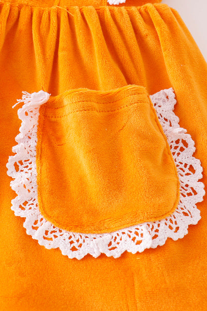 Honey velvet floral embroidery girl set - Cloudling Kids Clothing