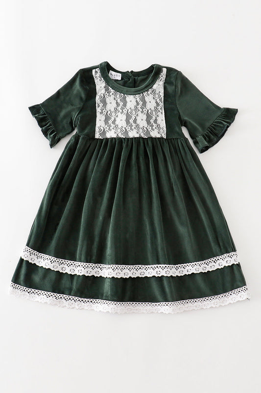 Forest velvet lace dress - Cloudling Kids Clothing