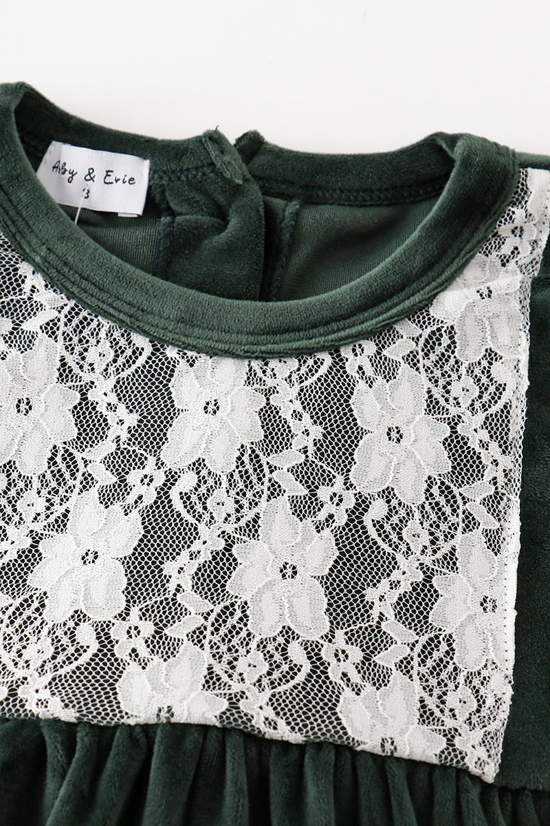 Forest velvet lace dress - Cloudling Kids Clothing