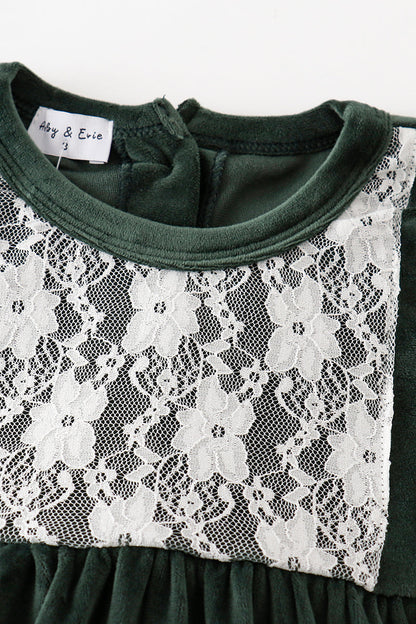 Forest velvet lace dress - Cloudling Kids Clothing