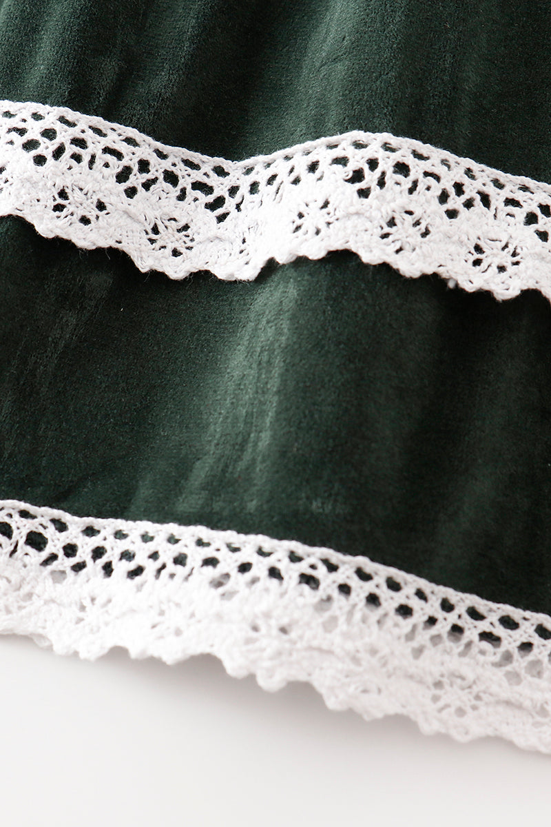 Forest velvet lace dress - Cloudling Kids Clothing