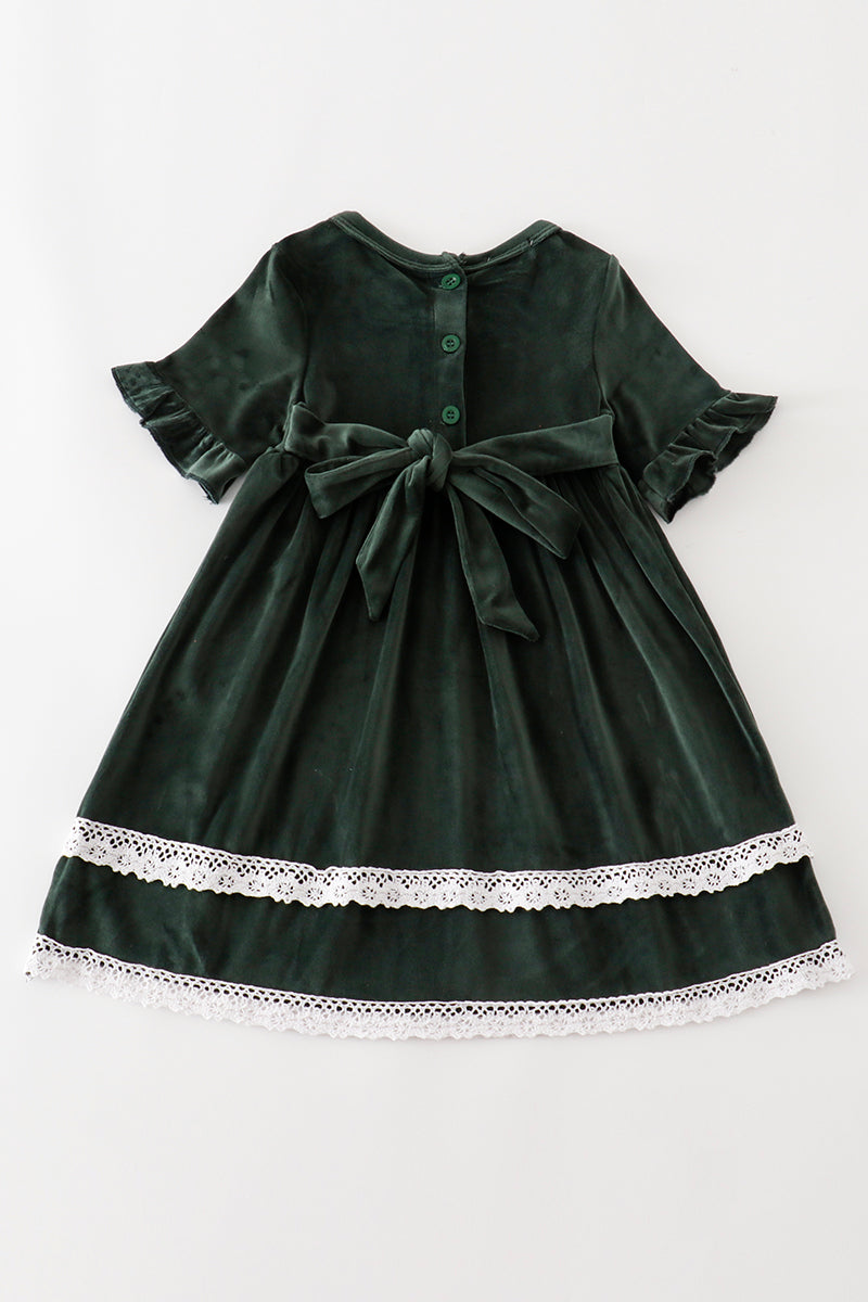Forest velvet lace dress - Cloudling Kids Clothing