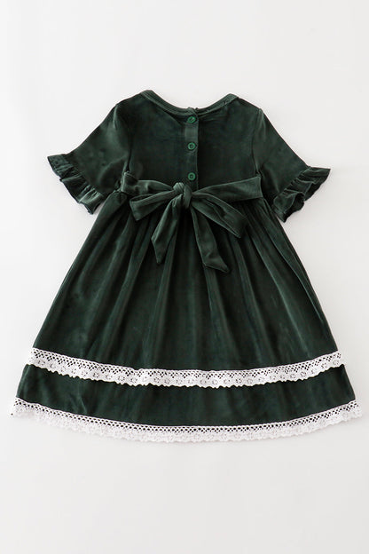 Forest velvet lace dress - Cloudling Kids Clothing