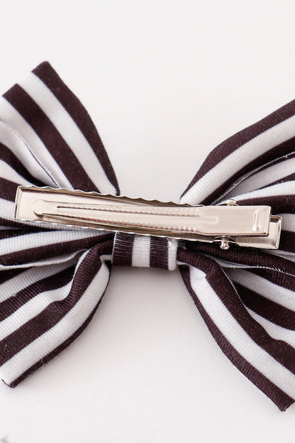 Black stripe piggie hair bow - Cloudling Kids Clothing