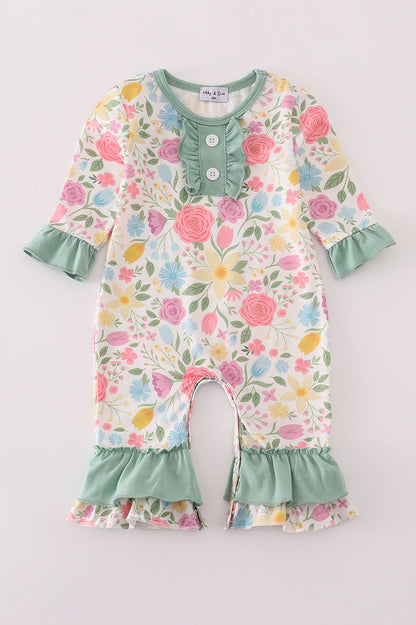 Floral print ruffle romper
