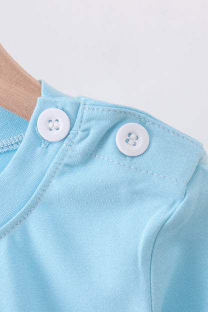 Blue snowman applique top