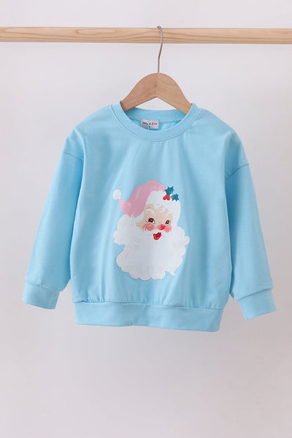 Blue santa claus print top