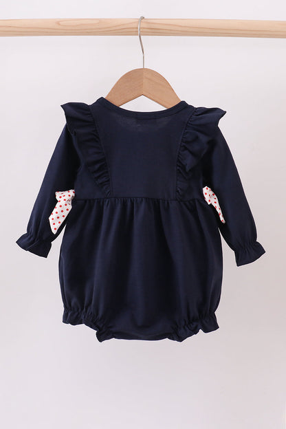 Navy christmas santa cookie milk embroidery ruffle bubble