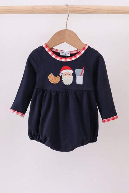 Navy christmas santa cookie milk embroidery bubble